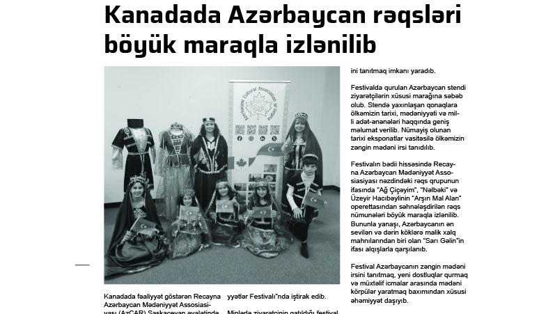 Kanadada Azərbaycan rəqsləri böyük maraqla izlənilib