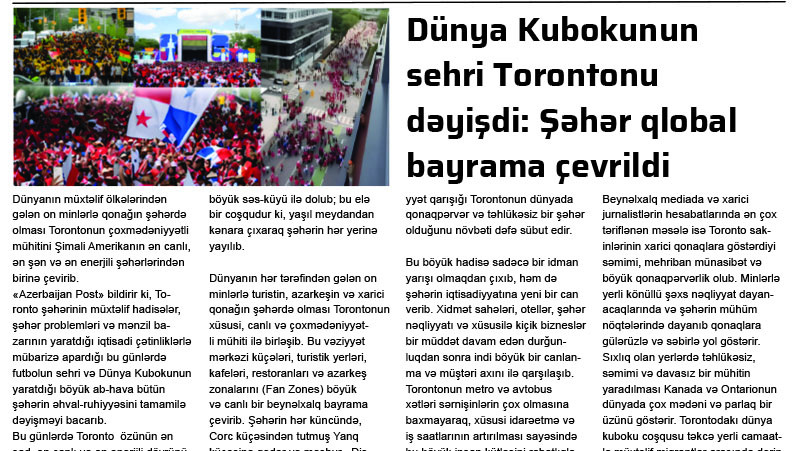 Dünya Kubokunun sehri Torontonu dəyişdi: Şəhər qlobal bayrama çevrildi