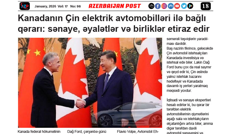 Kanadanın Çin elektrik avtomobilləri ilə bağlı qərarı: sənaye, əyalətlər və birliklər etiraz edir