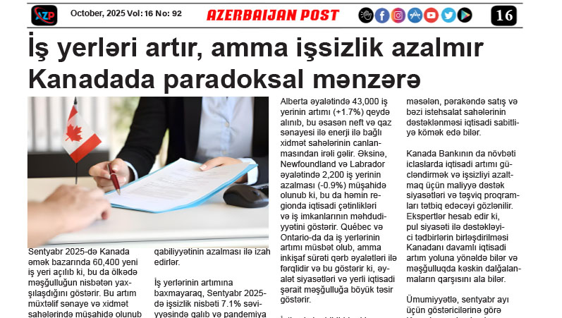 İş yerləri artır, amma işsizlik azalmır -  Kanadada paradoksal mənzərə
