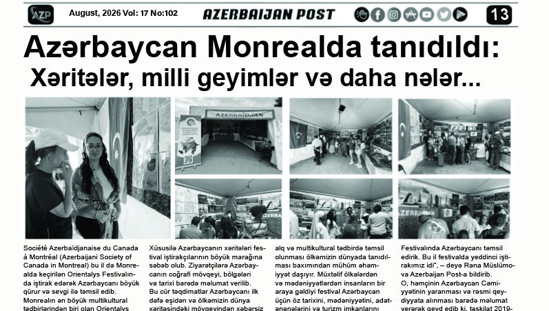 Azərbaycan Monrealda tanıdıldı:  Xəritələr, milli geyimlər və daha nələr...