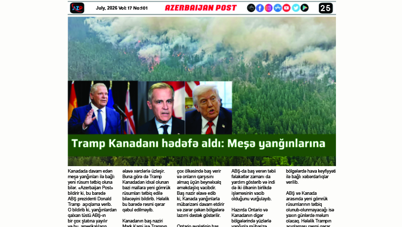Tramp Kanadanı hədəfə aldı: Meşə yanğınlarına görə yeni rüsum tətbiq oluna bilər