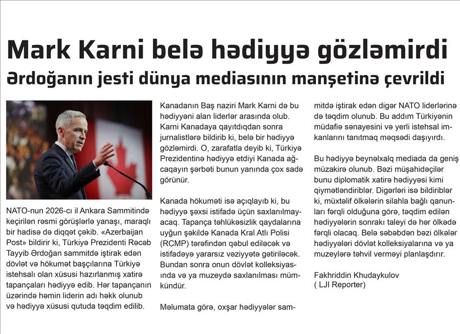 Mark Karni belə hədiyyə gözləmirdi   Ərdoğanın jesti dünya mediasının manşetinə çevrildi